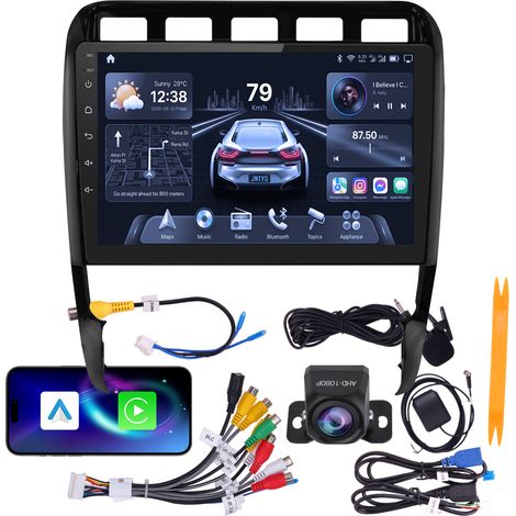 Autoradio 9" Porsche Cayenne 9PA 2002-2010 Android 15 Quad-Core 4+64 Go CarPlay Android Auto WiFi 6 Bluetooth GPS Caméra AHD (1/5)