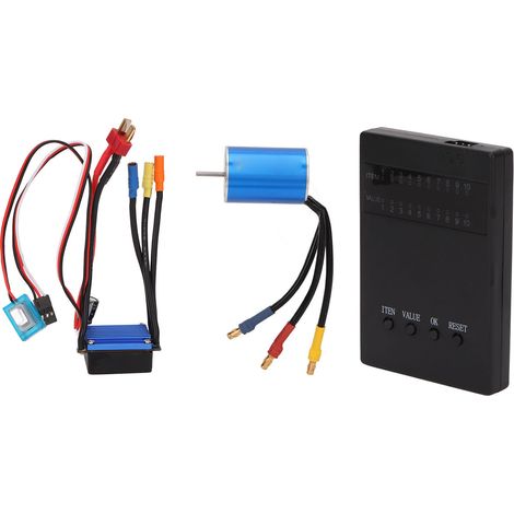 Moteur brushless 2435 3300KV, variateur électronique de vitesse (ESC) brushless 25A et carte de programmation inclus pour voiture télécommandée 1/16 et 1/18. (1/5)