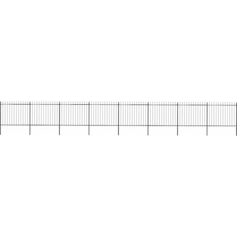 Recinzione da Giardino con Punta a Lancia in Acciaio 1426x150 cm Nero vidaXL