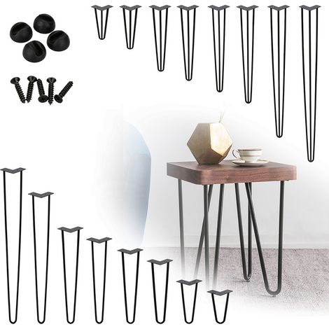 EINFEBEN Pieds de table Support de table Set 4 pcs. Hairpin Legs épingle à cheveux Noir 2 table 35cm (1/4)