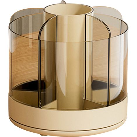 Soporte para brochas de maquillaje con bandejas extraíbles - Amarillo