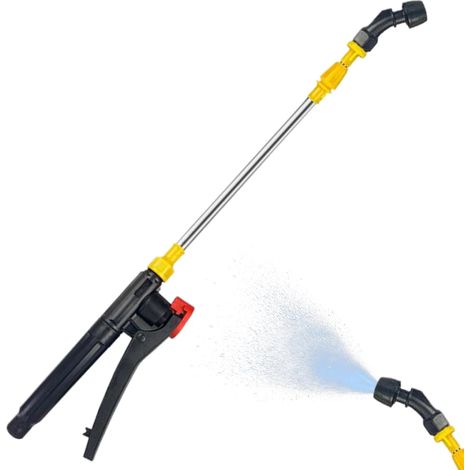 Lance télescopique jardinage 45-80 cm inox. Buse simple incurvée. Accessoire pulvérisation pour nettoyage extérieur et agriculture. (1/5)