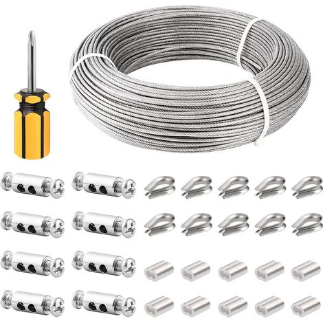 Solution de gestion des câbles, serre-câble en acier inoxydable à double trou pour une fixation sécurisée, câble en acier inoxydable gainé de PVC résistant aux intempéries (1/5)