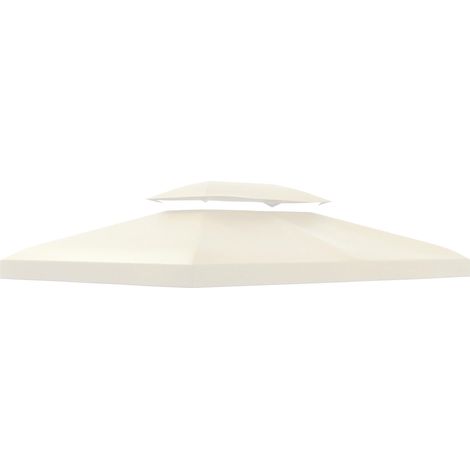 Toit de remplacement pour tonnelle métallique 4x3m avec ouverture anti-fuite, toit de tonnelle en polyester blanc crème pour jardin et tente de réception