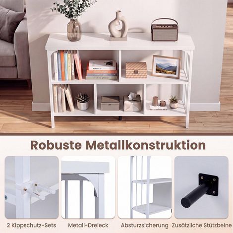 White 3-Tier Bookshelf with Metal Frame and Anti-Tip Kits (1/5)