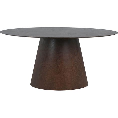 Altobuy – Table ovale 160cm – Pied central MDF placage noyer – Design moderne pour salle à manger – Dimensions 90 x 160 x H75cm (1/3)