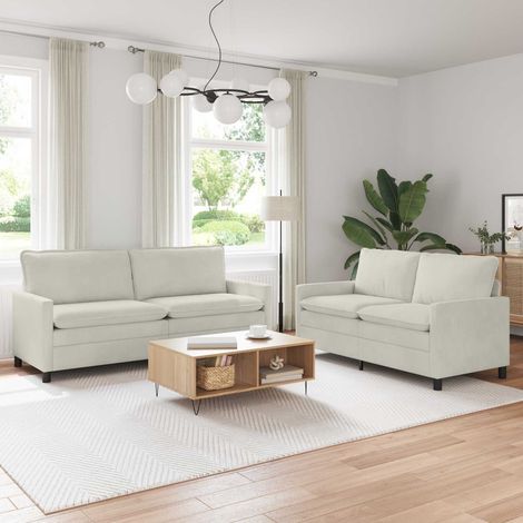 vidaXL Sofa Set 2 pcs Creme Samt (1/5)