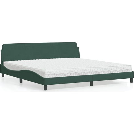Bett mit Matratze "Dover" Dunkelgrün 200x200 cm Samt vidaXL (1/5)
