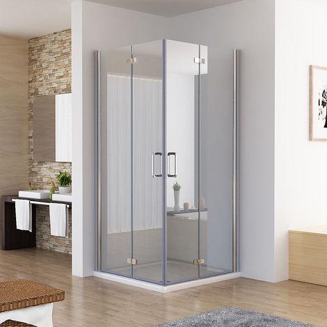 120 x 90 x 197 cm Duschkabine Eckeinstieg Dusche Falttür 180º Duschwand Duschabtrennung NANO Glas MIQU