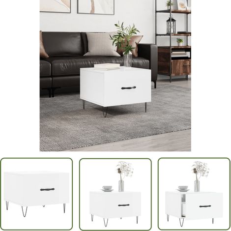 The Living Store Couchtisch Hochglanz-Weiß 50x50x40 cm Holzwerkstoff - Couchtisch - Wohnzimmerstil - Holzwerkstoff Möbel - Weißer Couchtisch - Sideboard (1/5)