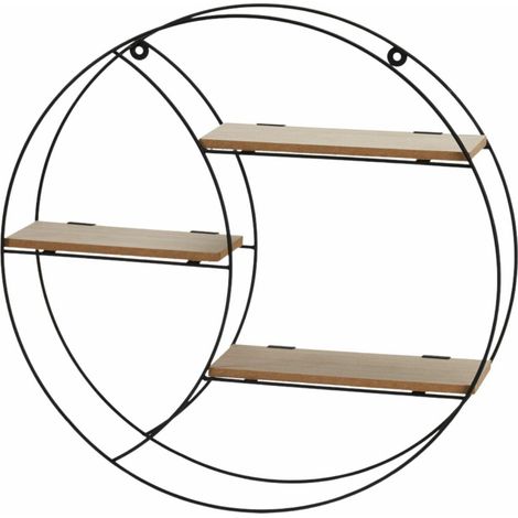 Schwarzes rundes Wandregal aus MDF, 44 cm