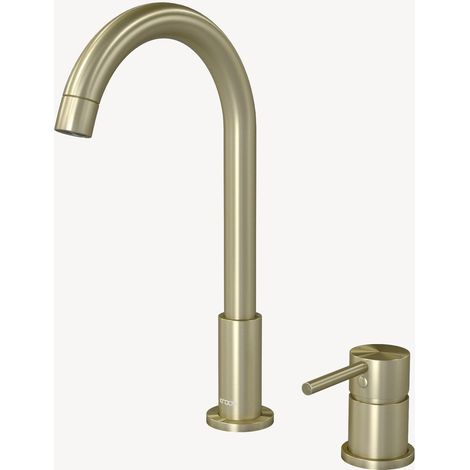 Mezclador de lavabo de 2 agujeros Oro cepillado - Corbeau