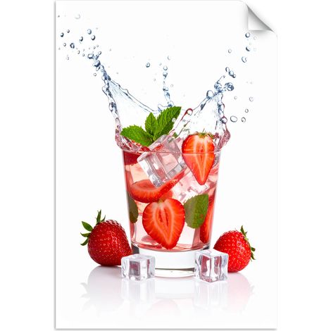 Selbstklebendes Poster – Wandsticker Erdbeer-Cocktail mit Früchten 20x30 cm (1/3)