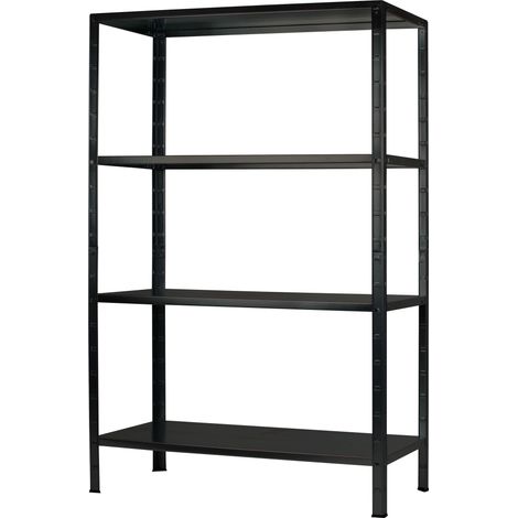 SCHULTE Regalwelt Steckregal mit 4 PowerMAX Fachböden, 65 kg Tragkraft, 180x120x40 cm (HxBxT), schwarz-Struktur, Lagerregal, Werkstattregal, Kellerregal, Garagenregal, Metallregal (1/4)