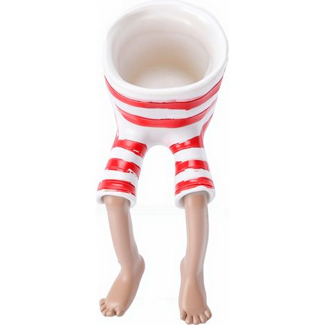 Jardinière aux longues jambes pour table en résine, Pot de fleur moderne en forme de bas du corps, short rayé rouge et blanc, décoration de maison, salon, bureau (1/5)