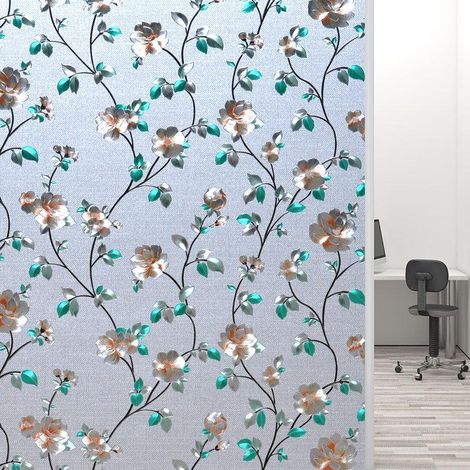 Film adhésif dépoli pour fenêtre, sans colle électrostatique, déco vitre salle de bain, porte, bureau, anti-chaleur, stickers vitrage maison (1/5)