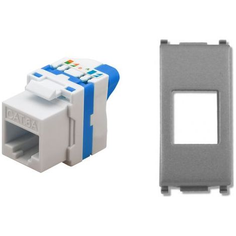 TechLy presa di rete RJ45 UTP CAT.6a tooless + Vimar Plana silver