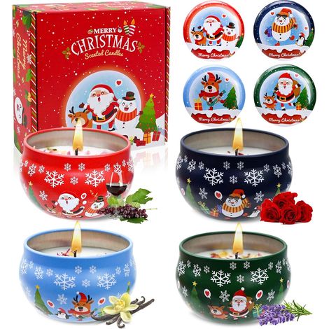 Kleine Geschenke für Frauen Weihnachten, Weihnachtsgeschenke für Frauen, 4PC Weihnachtsgeschenke Kleinigkeiten Weihnachtskerzen Beste Freundin Geschenke, Geschenke für Paare, Mama Geschenk (1/5)