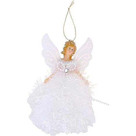 pendentif élégant en forme de poupée ange, décoration à suspendre pour sapin de Noël, décoration de fête de Noël (Décoration à suspendre pour fête de Noël (Blanc))-White (1/2)
