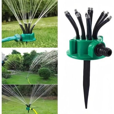 Arroseur de jardin automatique multi-têtes à 360 degrés, système d'arrosage de jardin de pelouse, outil d'irrigation de jardin, 9CM10CM, vert