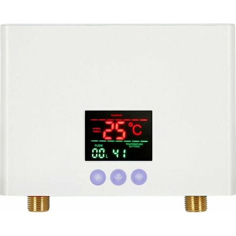 Calentador de agua instantáneo de 3KW, mini calentador de agua eléctrico sin tanque montado en la pared con pantalla LED, ajuste de temperatura de 3 niveles, control remoto para el hogar, la cocina y 