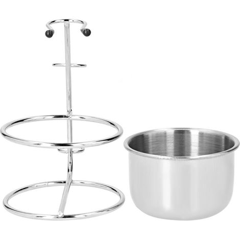 Support de Rasoir en Acier Inoxydable avec Porte-Savon et Bol, Support pour Barbier (1/5)