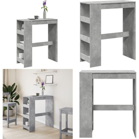 vidaXL Table de bar avec étagères gris béton bois d'ingénierie (1/5)