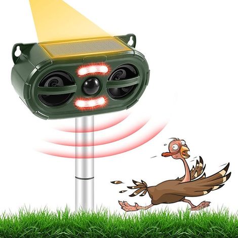 Dissuasion extérieure de chien à ultrasons, répulsif solaire pour animaux, dissuasion animale avec capteur de mouvement et lampe flash, étanche IP66