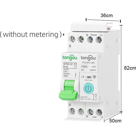 Petit disjoncteur intelligent WiFi Timer Delay Remote Control Smart Home - 1P-16A, White, 1pc (1/4)