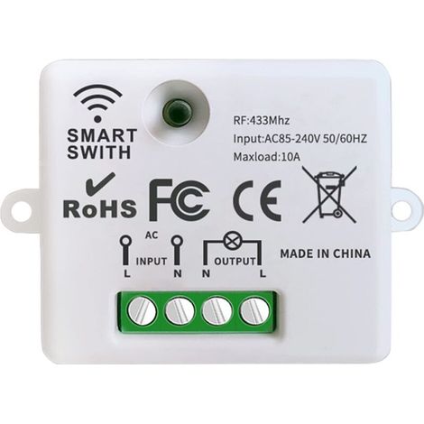 Interruttore luce wireless, controller ricevitore relè 10A, facile installazione, per illuminazione fino a 1500W