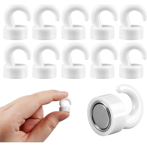 10 starke Magnethaken, 12 x 18 mm, weiß, für Zuhause, Schule, Büro, Kühlschrank und Mikrowelle (1/5)