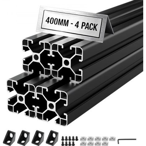 4040 Aluminium Profile 4 Stk. 40 cm, Eloxierte T-Nut-Aluprofile nach EU-Standard, Hochfeste Strangpressprofile, Aluminiumschiene für 3D-Druckerteile, CNC-DIY-Werkbänke und Montage, Schwarz (1/5)