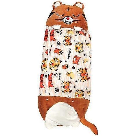 Sac de couchage pour enfants motif animal coussin décoratif pliable anti - coup de pied cadeau d'anniversaire pour enfants 135 x 50 cm orange (1/5)
