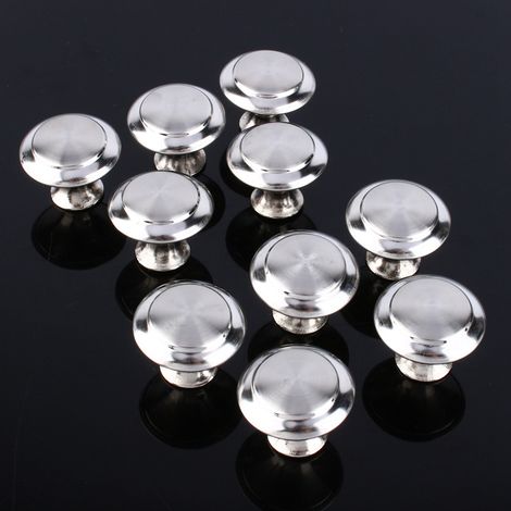 Lot de 10 boutons de porte ronds en acier inoxydable pour tiroirs et placards (1/5)