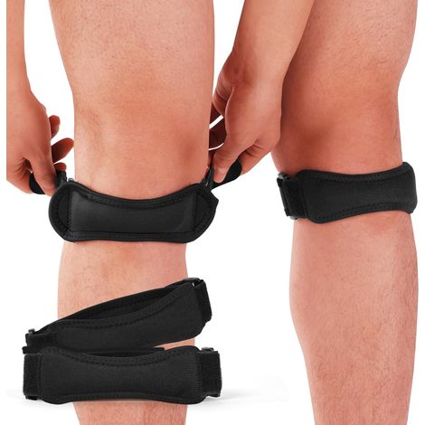 Genouillère pour soulager les douleurs au genou, 2 bandes de soutien réglables pour le genou, orthèse de maintien du tendon rotulien, idéale pour la course, la salle de sport, la marche, l'haltérophil (1/5)