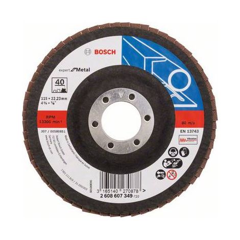 BOSCH 2608607349 PLATEAU À LAMELLES SURFACE DROITE DIAMÈTRE 115 MM GRAIN 40 (1/2)