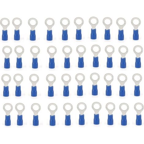 Cosse à œillet - 40 pièces - 1,25-2,5 mm² - Connecteurs de câbles RV en cuivre étamé - PVC partiellement isolé - Connecteurs à sertir isolés - Blauw (1/3)