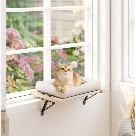 Katzen-Hängematte für Fenster oder Heizkörper, abnehmbares Kissen, Holz, weiß HAVRYA (1/4)