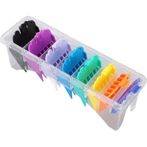 Lot de 10 sabots de guidage pour tondeuse à cheveux, différentes longueurs et couleurs, pour salon de coiffure. (1/5)