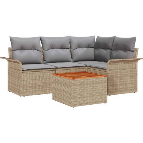 Maison Exclusive - Gartensofa-set 5 pcs Beige und Hellgrau Poly-R
