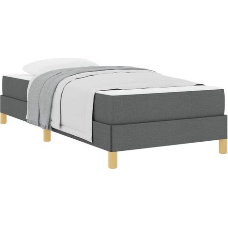 Cadre de lit à ressorts, matelas inclus, gris foncé, 80 x 200 cm, revêtement en tissu. (1/5)