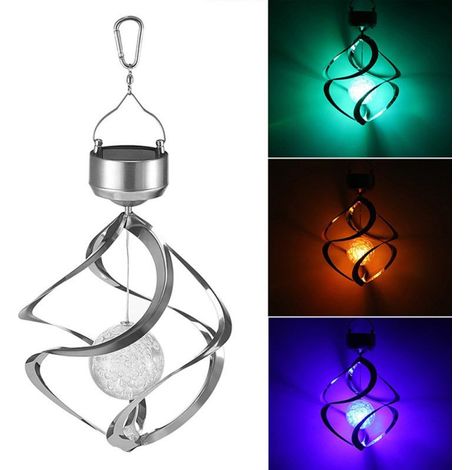 Lampes solaires suspendues d'extérieur, carillons éoliens, lumières LED à couleurs changeantes, lampe spirale pour jardin, terrasse ou balcon (1/5)