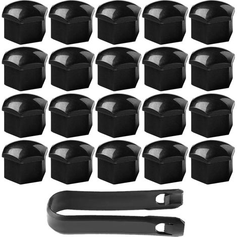 20pcs 19mm Car Wheel Nut Caps, Universal Car Hub Screw Cap, Hex Tire Nut Cover with Removal Tool (Black) (1/5)