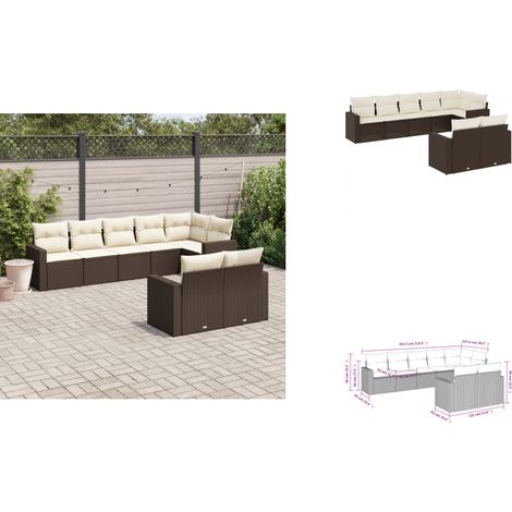8-tlg. Garten-Sofagarnitur mit Kissen Braun Poly Rattan - Gartensofas - Outdoor Möbel - Gartenmöbel Set - Lounge Sofa - Rattan Gartenmöbel (1/3)