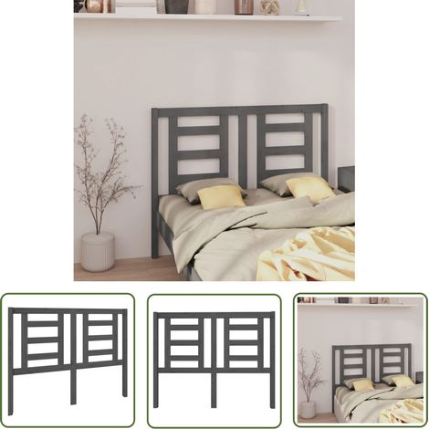 SKM Tête de lit Gris 126x4x100 cm Bois massif de pin (1/5)