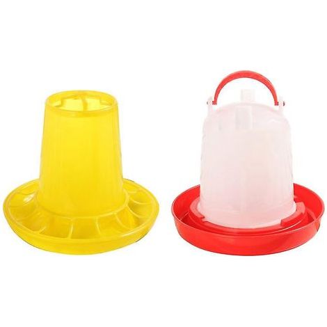 Ensemble mangeoire et abreuvoir pour poussins et volailles, en plastique, 1 kg (mangeoire et abreuvoir). (1/4)