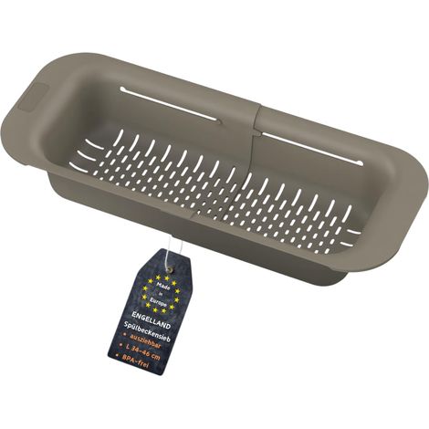 1 passoire extensible pour évier - Marron - Panier à pâtes flexible en plastique sans BPA - Peu encombrant et extensible - Passoire robuste pour lavabo (1/5)