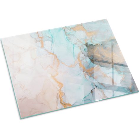 Plaque Rectangulaire en verre trempé de sol imprimée sous cheminée style loft et industriel Motif fluide abstrait 80x60 cm (1/5)