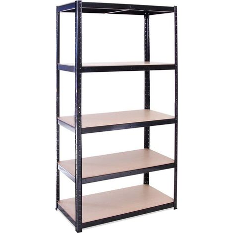 Scaffale Mensola Scaffali Scaffalatura Metallo Nero 5 Ripiani Legno MAX 875KG (1/7)