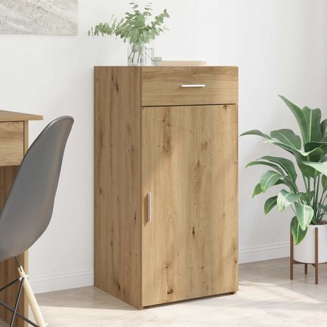 Buffet en bois d’ingénierie chêne artisanal, 1 tiroir et 1 porte, 45 x 42,5 x 93 cm - PANGIVO (1/5)